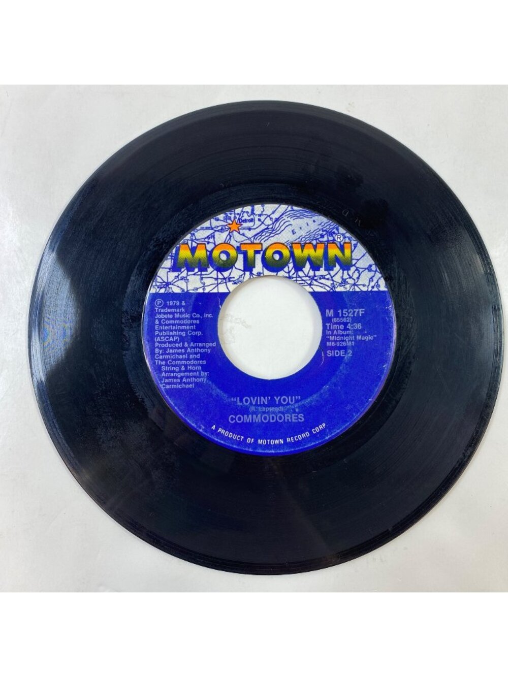 Vintage Motown Commodores 45 Rpm Single Vinyl Record "Lovin You" "Oh No" 1981